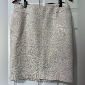 4 for $20 special 
Ann Taylor Loft Fully Lined Ivory with Goldish Pattern Skirt